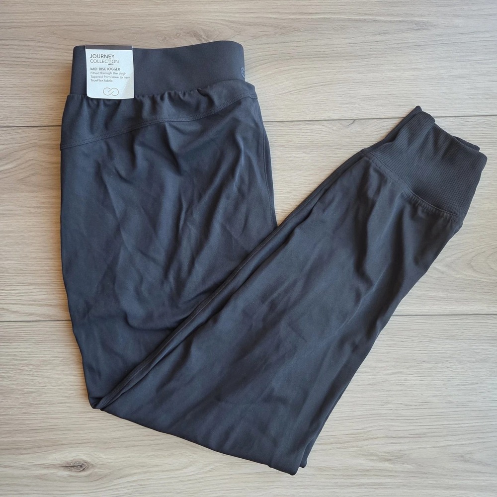 Calia Journey Collection Mid-Rise Jogger TrueFlex Black Tapered Pants Women XS